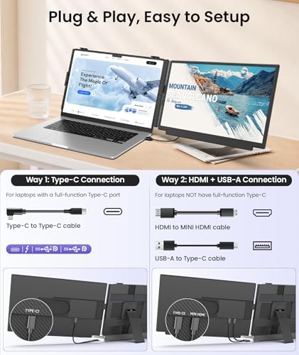 15.6" Laptop Screen Extender, 1080P FHD Detachable Monitor Extender