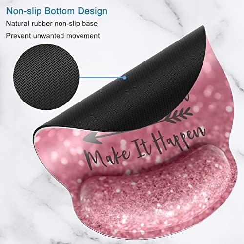 ITNRSIIET Ergonomic Mouse Pad with Wrist Support Wrist Rest Smooth Surface Non-Slip Rubber Base Comfortable Office Supplies Pain Relief, 9.8 x 9.1 inches, Pretty Inspirational Quotes