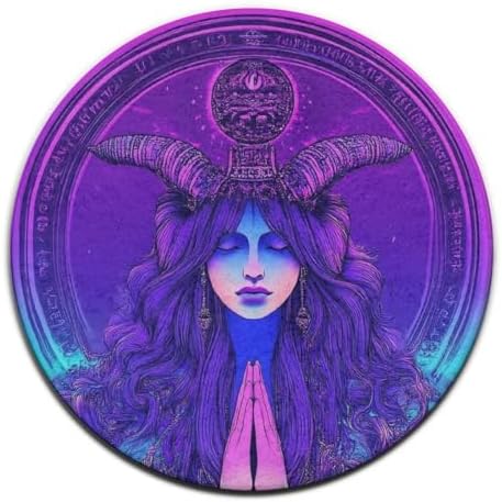 Large Round Area Rug Home Decor Modern Bathroom Rug Kitchen Office Circle Rug for Living Room Sofa Circle Cute Mat Twelve Constellations Aries Goddess Prayer Art, 36inch