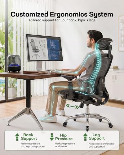 Marsail Big and Tall Mesh Ergonomic Office Chair with 6D Armrests, 4 Pack
