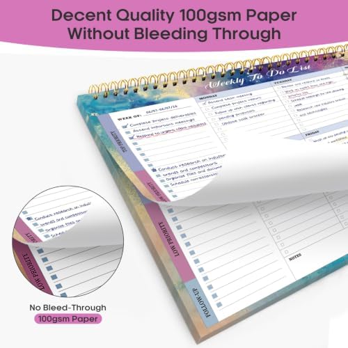 Taja Weekly To Do List Notepad, Undated Weekly Planner Pad, 8.5" x 11"
