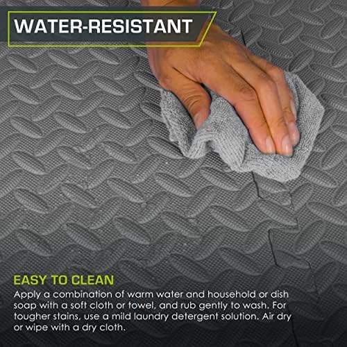 ProsourceFit Exercise Puzzle Mat ½-inch, EVA Interlocking Foam Floor Tiles for Home Gym, Workout Equipment, Kids Play Areas, Grey, 24 SQ FT - 6 Tiles