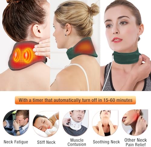 Neck Heating Pad, ARRIS Small Portable Heated Neck Wrap with Adjustable Time and Temperature Control, USB Powered Neck Pain Relief, Stiffness Relief or Postoperative Recovery Green
