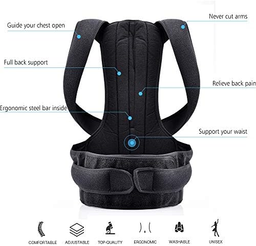 ASHER FASHION Postural Correction vest Unisex Anti-hump Correction Tape Adjustable Body Shaping Corrector Adult Invisible Sitting Clothes (Small)