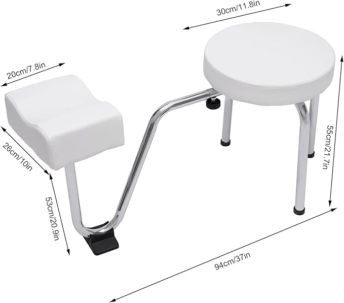 Adjustable Height Portable Foot Rest Stool for Spa Beauty Salon Studio Equipment Supplies (Black) (White)