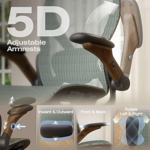 ELABEST X100 Ergonomic Mesh Office Chair with Footrest, Big and Tall Home Desk Chair with 5D Flip-Up Arms, Adjustable 3D Lumbar Support, Gaming & Executive Computer Chair
