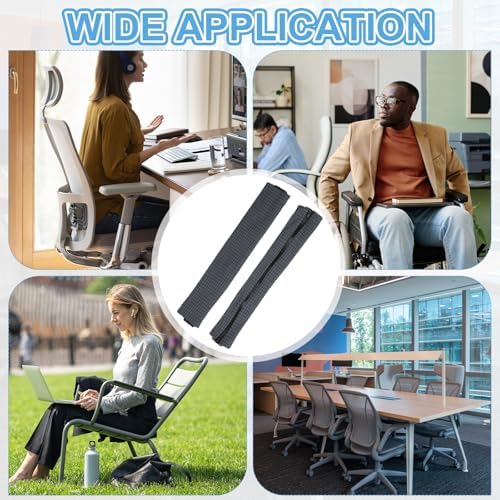 PATIKIL 18x4.3 in Office Chair Armrest Covers, 2 Pair Office Chair Arm Covers Long Computer Chairs Arm Rest Cover with Zipper Removable Rest Slipcover Hand Rest Protector, Dark Gray