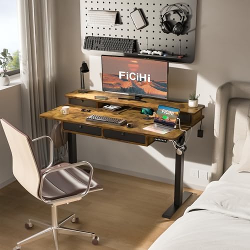 FiCiHi 48x30Inch Standing Desk with Drawers,Electric Height Adjustable Desk
