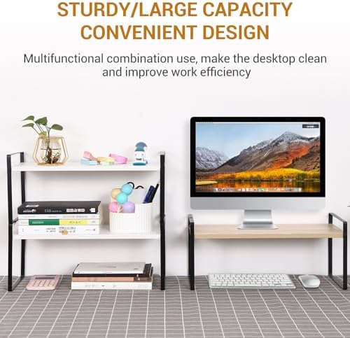 YGYQZ Desk Shelf Organizer, 1-Tier Desktop Bookshelf, Black & Wood
