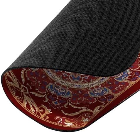 Non-Slip Rectangle Mousepad, WIRESTER Vintage Oriental Dark Red Persian Floral Rug Mouse Pad for Home, Office and Gaming Desk
