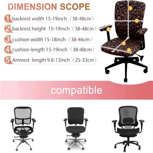 Suncalla 4 Pcs Cheetah Printed Office Chair Covers Leopard Desk Chair Cover