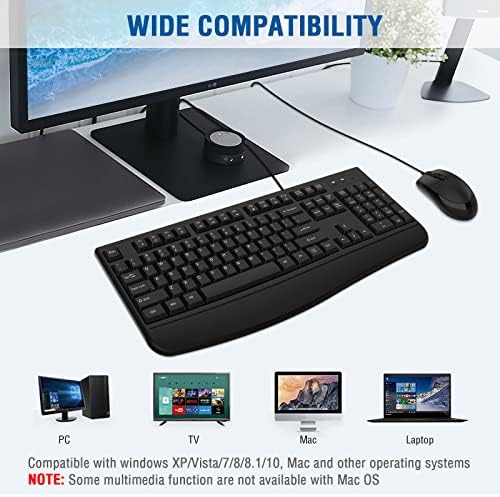 EDJO Wired Keyboard and Mouse Combo,Ergonomic with Palm Rest(2 Pack)