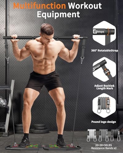 BBTOPS Push Up Board, Pilates Bar & Fitness Accessories, 25 in 1 Foldable Push up Bar for Home Gym, Workout Exercise Professional Push Up Strength Training Equipment for Man and Women