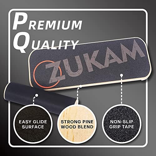 Balance Board Trainer, Wooden Balancing Board with Workout Guide to Exercise and Build Core Stability, Wobble Board for Skateboard, Hockey, Snowboard & Surf Training