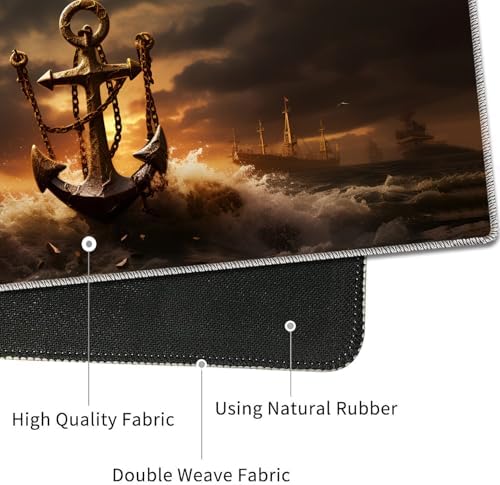 4 in 1 Mouse Pad Combo, Large Gaming Mouse Pad + Keyboard Wrist Support + Mouse Wrist Rest + Coaster, Table Pad 31.5 "x 11.8" with Memory Foam Ergonomic Wrist Pad Set, Waves and Anchors