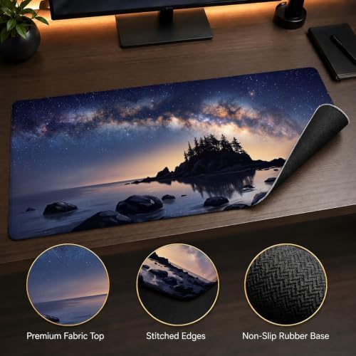 Galaxy Galaxy Night Skyline Landscape Nature Large Mouse Pad 12x32 Inch