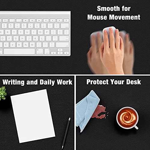 Hsurbtra Desk Pad, 30" x 14" PU Leather Desk Mat, XL Extended Mouse Pad, Waterproof Desktop Blotter Protector, Non-Slip Ultra Thin Large Laptop Keyboard Writing Mat for Office Home, Black