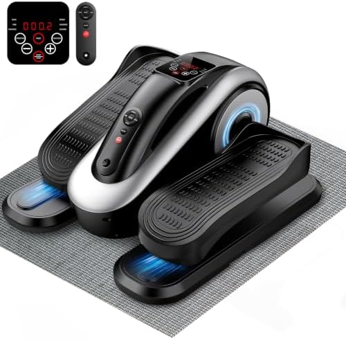 Under Desk Elliptical Machine for Seniors, Large Size Electric Leg Exerciser with 12 Adjustable Speeds & 12 Modes, Remote Control, Elastic Rope, Manual & Auto Mode for Home Office Use