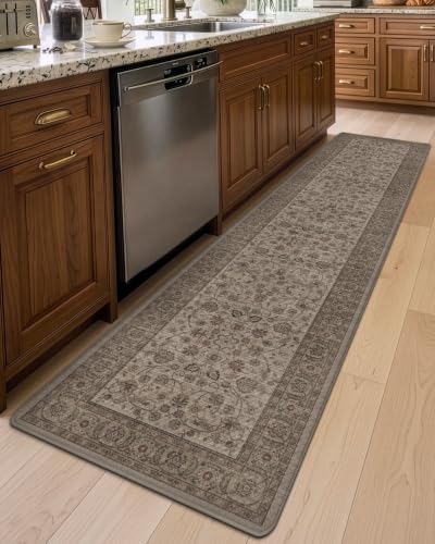 DEXI Kitchen Floor Mats Cushioned Anti Fatigue Runner 24x107 Brown Floral