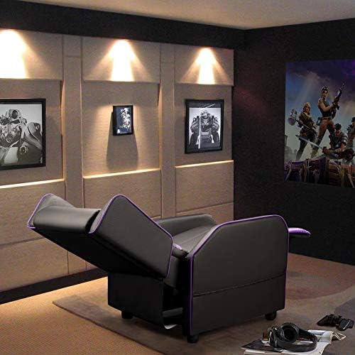 BOSSIN Gaming Recliner Chair for Adults 400lbs Racing Style Sofa Big and Tall PU Leather Recliner Seating, Modern Ergonomic Lounge Comfortable Home Movie Theater for Living Room(Purple)
