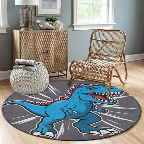 Fashion Round Area Rug Large Non Slip Carpet Unisex Home Decor Mat Dino Dinosaur