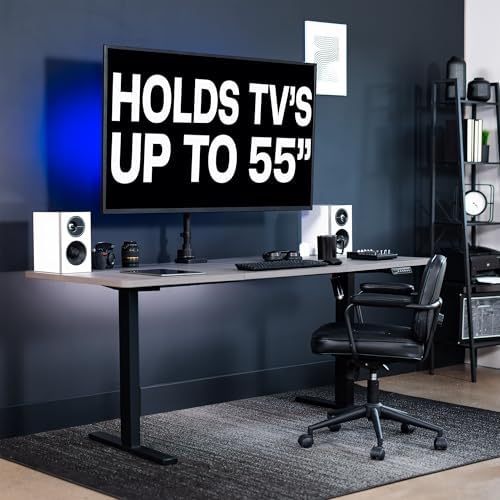 VIVO Ultra Wide Monitor and TV Desk Mount for up to 55 inch Screens, Single Television Stand with Articulating Arm, Holds up to 44 lbs, Max VESA 400x400mm, Black, STAND-V155D