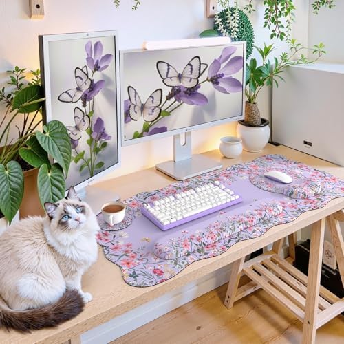 iCasso Computer Mat for Workspace, Purple 35.4"x15.7" Computer Pad