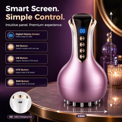 Lymphatic Drainage Massager & Anti Cellulite Massage Tool,Helps Reduce Stretch Marks & Cellulite，for Belly, Arms & Legs,Body Sculpting Machine with Microcurrent, Light, Heat & Vibration