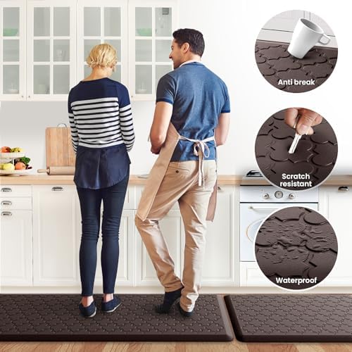 Kitchen Mat 2 PCS Cushioned Anti-Fatigue Floor Mat Standing Mat for Kitchen