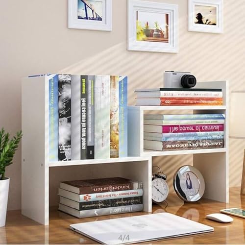 ShellKingdom Desk Shelf Organizer, Desktop Shelves, Adjustable Desktop Corner Shelf, Bookshelf Storage Rack and Cubicle Decor for Desk, Tabletop, School, Office, Dorm Desk Organizer - White