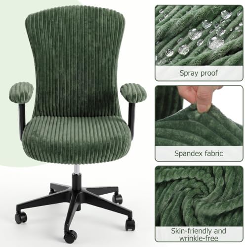 Tallew 4 Pieces Office Chair Covers Set Desk Computer, Green
