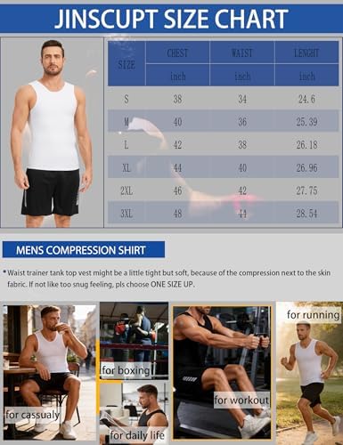 2 Pack Compression Shirt Tummy Control Undershirts Vest Workout Shapewear Sleeveless Posture Corrector for Men