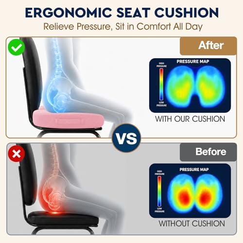 TushGuard Seat Cushion, Memory Foam Office Chair Cushion - Pink, XXX-Large