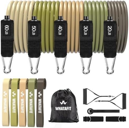 WHATAFIT Resistance Bands with Handles, 150 lb Exercise Bands Set