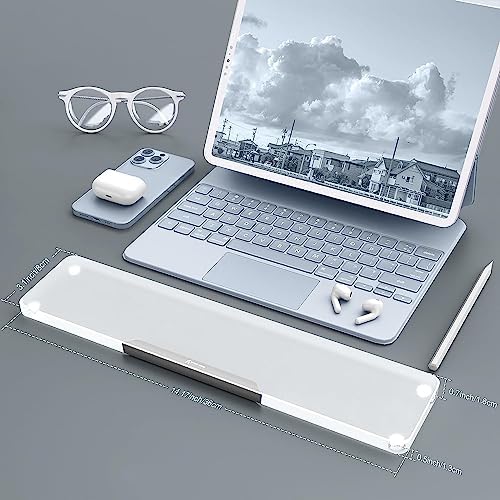 Acrylic Keyboard Wrist Rest Pro- Compact 60% Keyboard- Mechanical Keyboards Ergonomic Palm Rest for Computer Keyboard,Anti-Slip Base,Wrist Pad for Laptop,Office & Home-Easy Typing,Silver