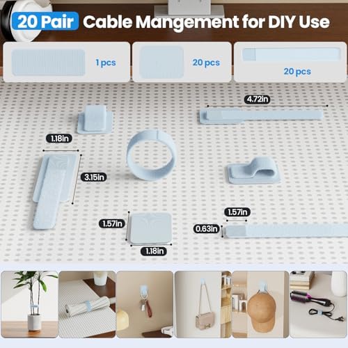 Cable Management Under Desk, Enhanced up to 15 Cord Organizer20 Pair