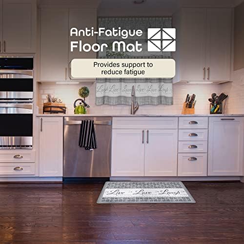 Anti-Fatigue Floor Comfort Mat - 18 x 30 Inch (Live, Love, Laugh Grey) - Waterproof Non-Slip Rug - Easy to Clean Cushioned Mat for Kitchen, Bathroom, Standing Desk & Office - Achim Home Decor
