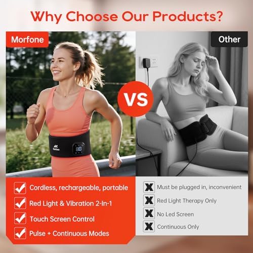 Cordless Red Light Therapy Belt for Body with Heat Vibration 660nm & 850nm