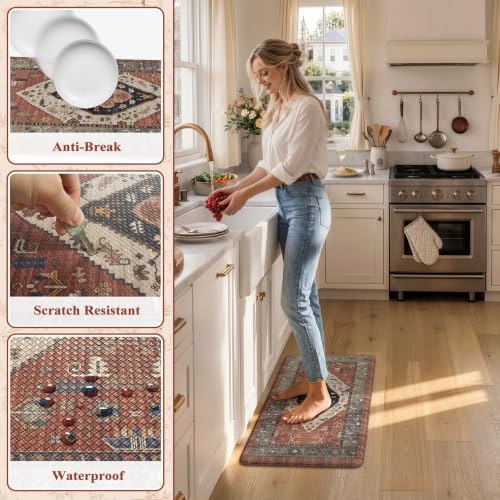 KIMODE Anti Fatigue Kitchen Mats for Floor,Vintage Cushioned Kitchen Rugs
