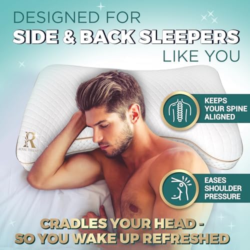 Royal Therapy King 2-Pack Memory Foam Pillow, Adjustable Shredded Odor-Free Cut-Out Bed Pillow for Neck & Shoulder Pain Relief, Breathable Support for Back, Stomach, Side Sleepers, BioForm