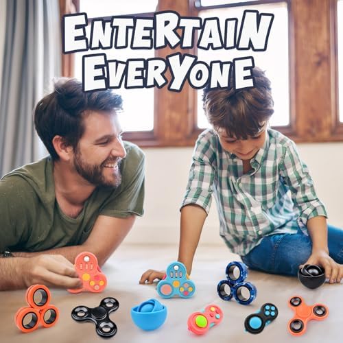 Yrissmiss Fidget Toys Adults Pack 15Pcs,Fidget Spinner with Magnetic Rings Gyro,Fidget Controller Autism Sensory Toys,ADHD Stress Anxiety Desk Fidgets,Easter Basket Stuffers for Kids Teen Boys(BOB)