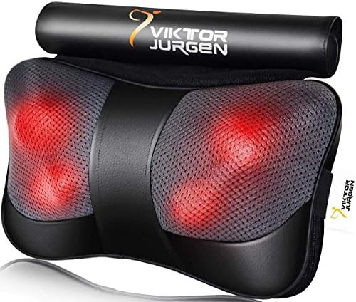 VIKTOR JURGEN Shiatsu Back Massager Heat for Pain Relief, Leather Black
