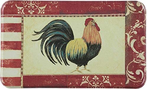 J&V TEXTILES Anti Fatigue Cushioned Comfort Mat, Ergonomically Durable, Supportive, Padded, Thick and Washable, Stain-Resistant, Kitchen, Garage, Office Standing Desk Mats (Rooster)