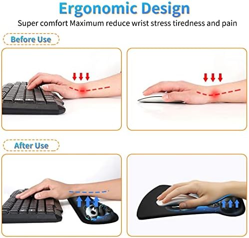 3Pcs Ergonomic Memory Foam Keyboard Wrist Rest Pad Set, Panda