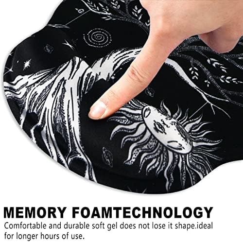 ToLuLu Mouse Pad Wrist Rest Support Gel, Ergonomic Mouse Pads with Non Slip PU Base, Mouse Wrist Rest Pad for Laptop Computer Home Office Working Gaming Pain Relief, Moon & Sun