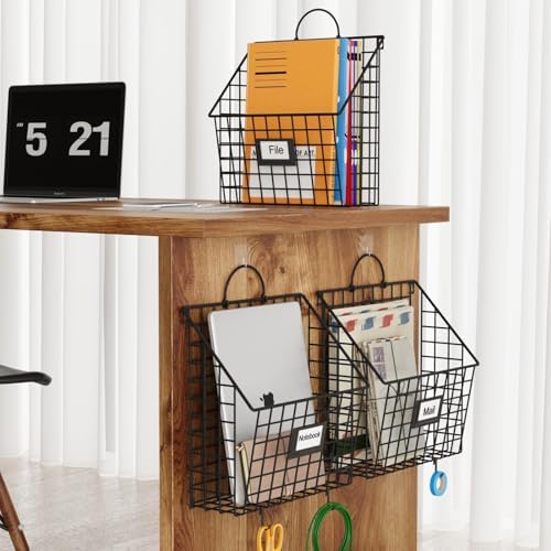 3 Packs Hanging Wall File Organizer with Hooks, Magazine Rack ,Mail Basket