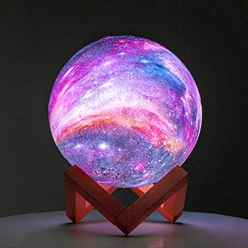 BRIGHTWORLD Moon Lamp Galaxy Lamp 5.9 inch 16 Colors LED 3D Moon Light, Remote & Touch Control Moon Night Light Gifts for Girls Boys Kids Women Birthday（Wooden Base）