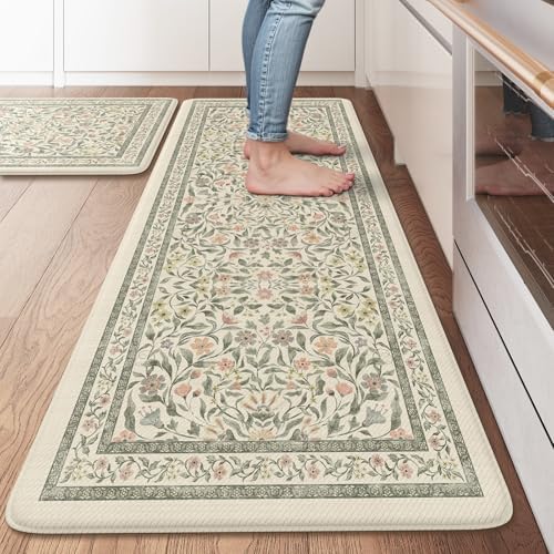 KIMODE Anti Fatigue Mats for Kitchen Floor,Farmhouse Kitchen Rugs Sets of 2