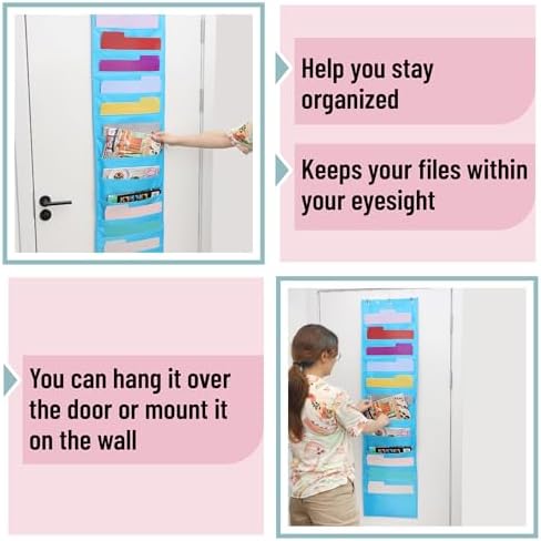 Mr. Pen- Hanging Wall File Organizer, 12 Pocket, Blue