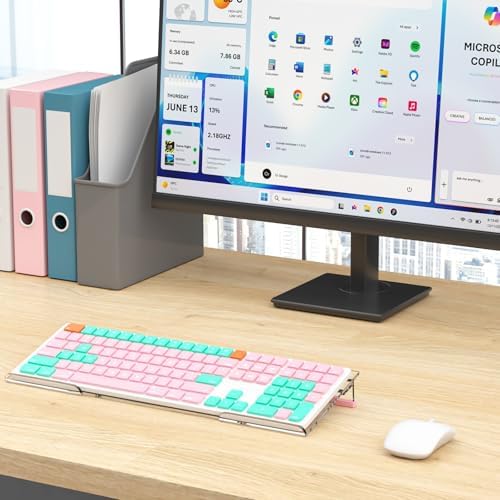 Computer Keyboard Stand for Desktop - 6-Level Height Adjustable Acrylic Keyboard Riser Non-Slip Ergonomic Key Board Tray Holder for Home School Office Desk Accessories, Clear